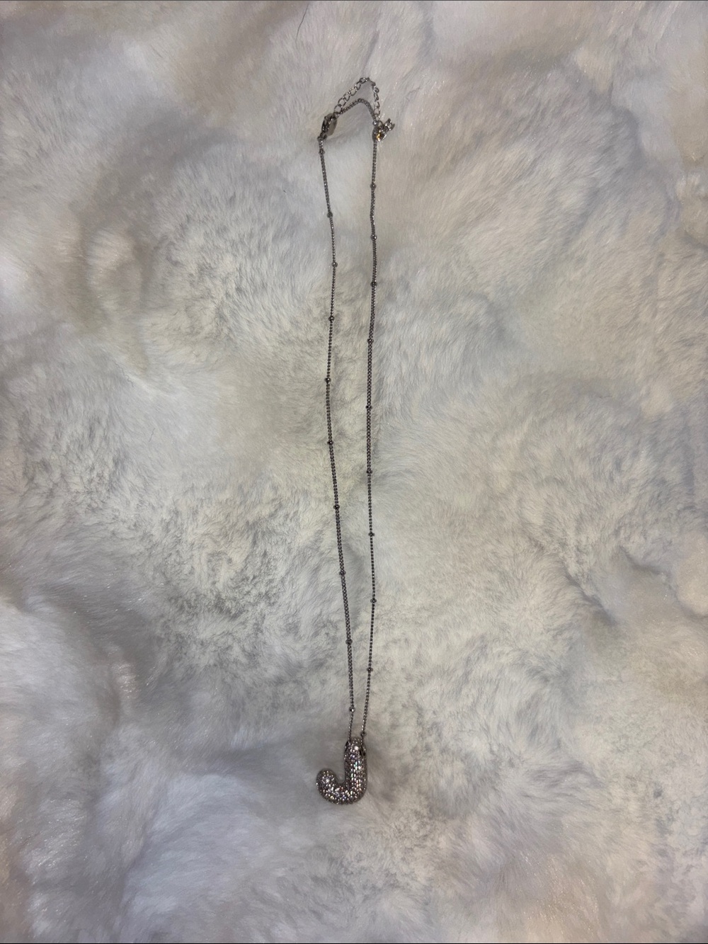 Silver Crystal 'J' Pendant Necklace - Women Jewelry